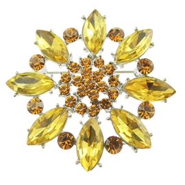 Sparkly Womens Party Wedding Dress Christmas Birthday Saree Scarf Lapel Diamante Bling Crystal Brooch Badge Breastpin Corsage Pin Statement LARGE Flower Star Round Circle Teardrop Cameo (Gold)