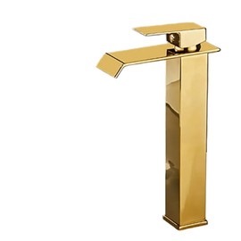 KNKQZXVDF Waterfall Bathroom Basin Faucet Black Gold Platinum Above Counter Basin washbasin Mixer Faucet Bathroom Cabinet Bathroom Faucet(Black Gold Large)