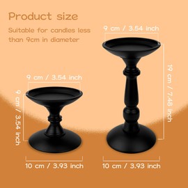 Andiker Kerzenständer, Kerzenständer aus Metall mit 9 cm Durchmesser für Stumpenkerzen, schwarzer Kerzenständer mit rutschfestem, leisem Schaumstoffkissen für Heimdekoration (Small)