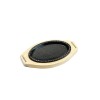 hwayoung Oval Iron Steak Plate Pan 9.25" with wood base