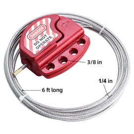Patioer Lockout Tagout Cable Lock, 1/4" x 6ft Adjustable Cable Lockout, Steel Cable Lock with Vinyl Coating, Loto Cable for Lock Out Tag Out, 6 Pack
