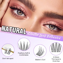 Natural Lash Clusters Wispy Individual Lash Extensions Clear Band Eyelash Clusters C Curl Cluster Eyelash Extensions Natural Look Cluster Lashes DIY Lash Extension at Home by SOFENIDA