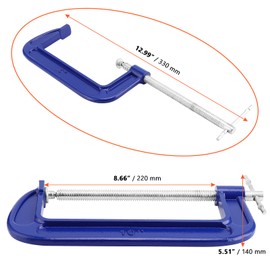 SINJEUN 3 Pack 10 Inch C-Clamp, Cast Iron C-Clamp Heavy Duty C Clamp for Woodworking, Welding and Metal Processing, Blue