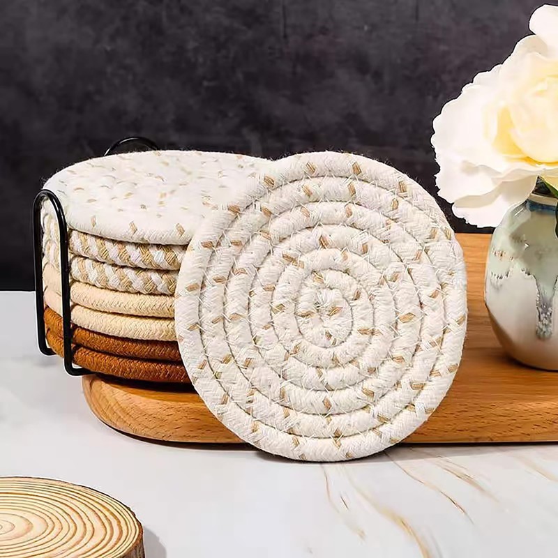 8 Pcs Coasters Set with Holder for Drinks Absorbent Modern