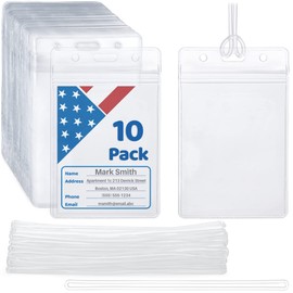 Mifflin-USA Luggage Tags with Transparent Loops (Clear, 10 Pack), Waterproof Travel Bag Identifiers with Straps, Resealable Suitcase Tag Holders