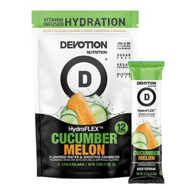 Devotion Nutrition HydroFLEX Water Flavoring Packets – Sugar-Free Hydration with Vitamins & Electrolytes – Dye-Free, Gluten-Free (Cucumber Melon) 12-Pack Drink Mix