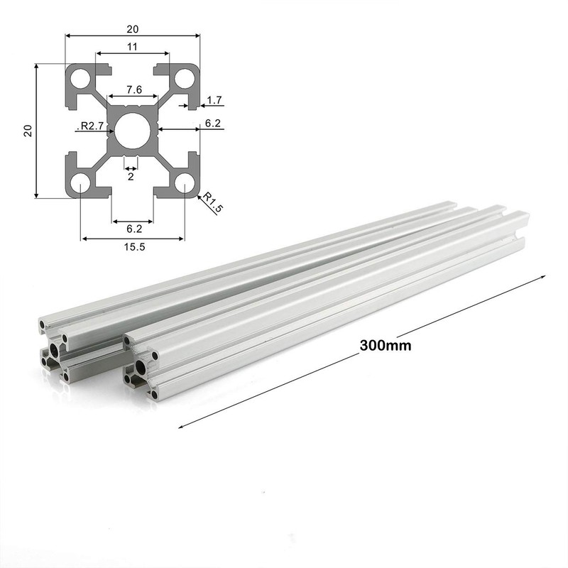 PZRT 2PCS Silver 2020 Aluminum Profile European Standard Anodized Linear