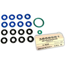 PARTSDEPOT Fuel Injector & Pressure Regulator O-Ring Seal Kit - Black Rubber - Compatible with Volvo Penta 3858981 - 1 Count