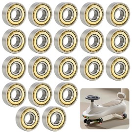 Pack of 20 608 ZZ Ball Bearings, Double Shielded Miniature Metal Deep Groove Ball Bearings, 8 mm x 22 mm x 7 mm, High Performance Bearings for Skateboards, Inline Skates and Scooters