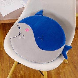 Sarah Duke Children's Seat Cushion, Round Chair Cushion, Memory Foam Seat Cushion, Seat Cushion, Animal Floor Cushion, Children, Round Cushion for Children's Room, School (Shark)