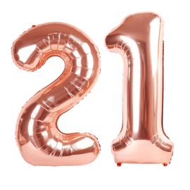 40 Inch Rose Gold Balloon Number 21 Balloon,Jumbo Mylar Foil Helium Balloon for 21 Digital Balloons for Birthday Party,Wedding Anniversary Party Decorations