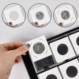 120 Pockets Coin Flip Coin Album Storage, 2 x 2 Inch Coin Storage Books for Coin Cardboard Collection Holder, Collection Book Covers Accessories for Collectors - Blue (Coin Flips Not Included)