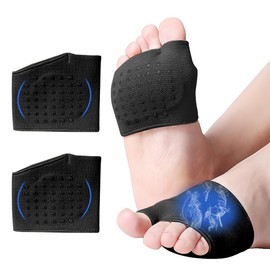 Ruayia Bunion Pads Forefoot, Reusable Forefoot Pads, Fabric Forefoot Pads, Non-Slip Feetly Soles Ball of the Foot Metatarsal Cushion, High Heels Insoles Pads - Black - XL