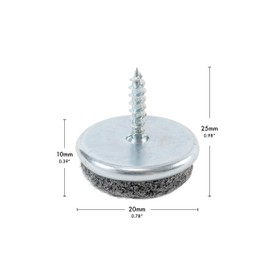 peha® parquet gliders / felt gliders / felt pads | Ø 20 mm with Screw - nickel-plated (20 pieces)