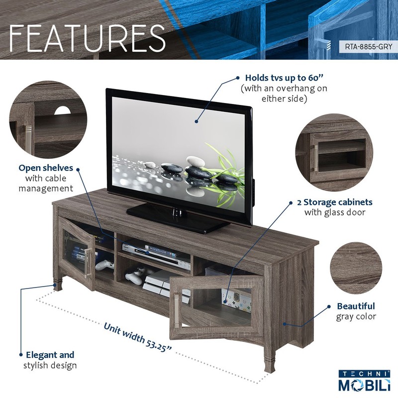 Techni Mobili Grey Driftwood TV Stand