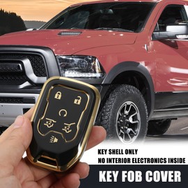 X AUTOHAUX Smart Key Fob Cover Case for GMC Acadia Terrain 2017-2021 for GMC Sierra 2019-2021 Remote Key Protect Shell with Keychain 6 Botton Black