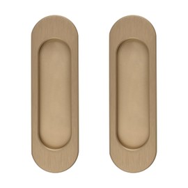 MOROBOR Self-Stick Oval Sliding Door Pulls, 2pcs Aluminum Alloy Hidden Recessed Pull Handle for Sliding Barn Door, Closet,Cabinet,Drawers (Bronze Gold, 100mm)