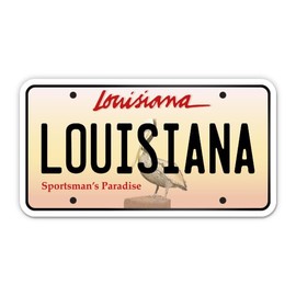 Squiddy Louisiana State License Plate Style - Vinyl Sticker Decal for Phone, Laptop, Water Bottle (3.5" Wide)