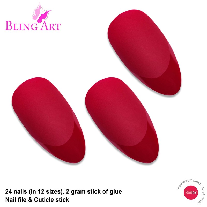 Bling Stilett False Nail Acrylic Matte Medium Tips UK