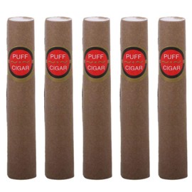 Pack of 5 Fake Puff Cigar for Men for Parties, Funny Boss Role Play Props, Photo Accessories for Festivals, Paper + Cotton, One Size (Without Powder Cigar)