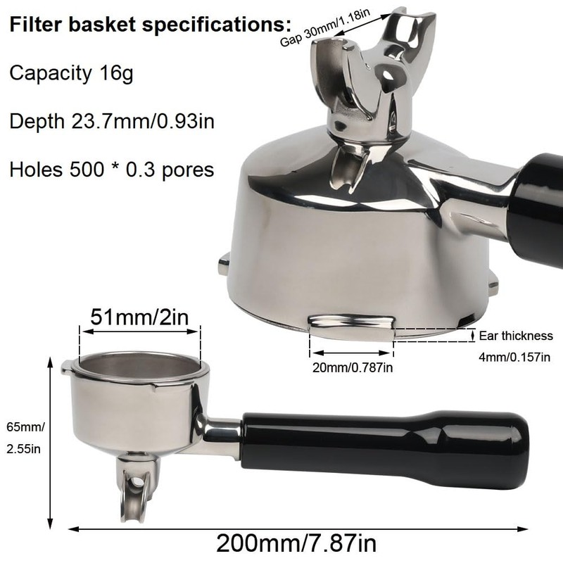 CAPFEI 51mm Portafilter 2 Spouts Compatible With Gevi/CASABREWS Espresso Machine