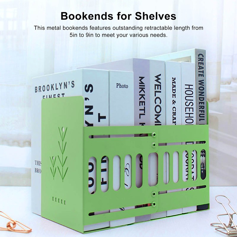 Bookends Green Medium Size 5 to 9in Retractable Design High