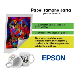 Papel Para Sublimación Epson 8.5 X 11 Pulgadas 100 Hojas