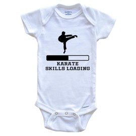 Karate Skills Loading Funny Martial Arts Humor One Piece Baby Bodysuit, 0-3 Months White