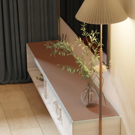 Zinkooat Leather Dresser Cover,1.8mm Thick,14x84 Inch,Dresser Protector Top,Dresser Top Protector,Dresser Cover Top,Dresser Top Cover,Dresser Cover Top for Bedroom.(Brown+Gray,14x84)
