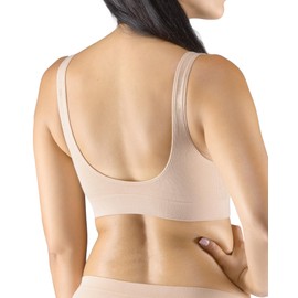 ecoBAMBOO Bustier Women's Top Made of Bamboo, Padded Sports Bra Women Without Underwire, with Light Hold, for Yoga and Everyday Use, Beige 3