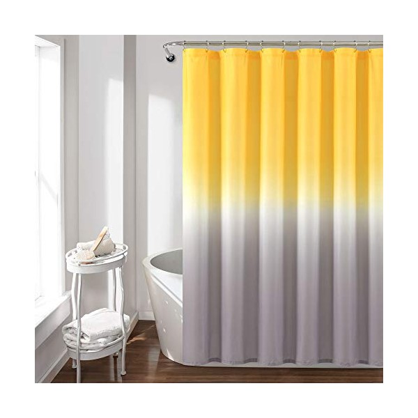 Lush Decor Umbre Fiesta Shower Curtain, 72" x 72", Yellow