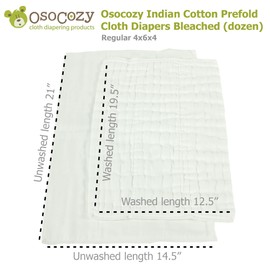 OsoCozy Economy Prefold Cloth Diaper Package - 3 Dozen Regular 4x6x4 Bleached 100% Cotton Prefold Diapers (7-30 lbs) & 4 One-Size Diaper Covers (2 Maritme. 2 Dragons)