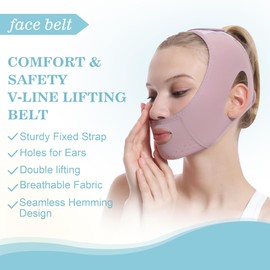 Breathable Face Lift Band, Cooling V-Shaped Strap for Jawline & Double Chin, Purple Non-Surgical Face Slimmer for Instant Tightening and Anti-Aging