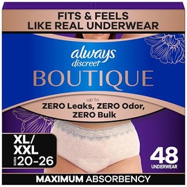 Always Discreet - Boutique - Ropa interior para incontinencia y posparto para mujer, máxima protección, extra grande, rosa, 48 unidades (...