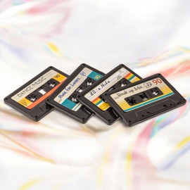 MIJOMA Set of 4 Fridge Magnets Retro Design Record / Cassette 4.2 cm High-Quality Plastic Vintage Decoration for Home Creative Memories (Retro Cassette)