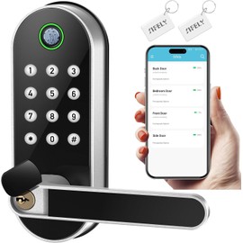 Keyless-Entry Fingerprint Smart Door Lock: Sifely Digital Electronic Lock with Code Passcode, Electric Door Knob, Biometric Door Handle, Perfect for Exterior/Interior/Entry/Bedroom Doors (Nickel)