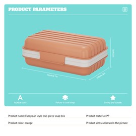 Bailinks 1 PCS Soap Dish, Portable Soap Box with Lid, Travel Soap Case for Bathroom, Shower, Kitchen, Hiking, Leakproof Soap Container with Drainage Layer for Easy Cleaning (Orange)