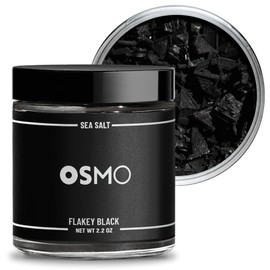 Osmo Black Flakey Sea Salt, Premium Mediterranean Pyramid Sea Salt with Activated Charcoal, Perfect for Seafood, Focaccia & Cocktails, Gourmet Visual Statement for Chefs, Made in the USA, Kosher, All Natural (2.7 oz Pack of 1)