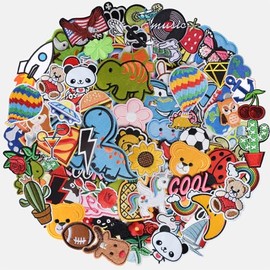 J.CARP 60Pcs Random Assorted Iron on Patches, Cute Sewing Applique for Jackets, Hats, Backpacks, Jeans, DIY Accessories, Style 1