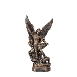 MOOCOCO Estatua de arcángel de San Miguel - Escultura de resina multicolor, figura de estatua de San Miguel, demonio derrotado, adornos religiosos para decoración del hogar