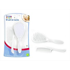 Newborn Baby Infant Care Hair Brush & Comb Set First Steps 0m+ White