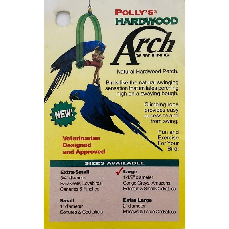 Polly's Hardwood Arch Swing for Birds, Large