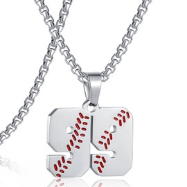 SKQIR Number Necklace for Men Baseball Silver Baseball Jersey Number Pendant for Athletes Number Chain for Men Sport Stainless Steel Baseball gifts（Number：99
