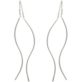 MYA art MYASIOHR-13 Women's Earrings 925 Silver Spiral Wave Earrings with Sticks, Sterling Silver, No Gemstone