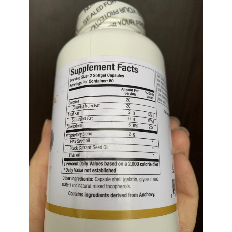 Biotics Research Optimal EFAs BC 120 Softgel Fish Flax Black