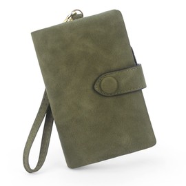 SNCCJ Women's Wallet in Short Format, Soft Leather Wallet with RFID Protection, Women's Purse with Plenty of Card Slots, olive green, Classic