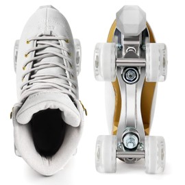 Tuosamtin Roller Skates for Women or Men with Height Adjustable Rubber Stoppers Retro Suede Quad Roller Skates for Outdoor and Indoor (Gray, 7)