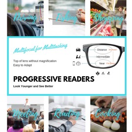 ProEyes Attitude 2, Progressive Blue Light Blocking Readers, 0 Strength on Top Lens, Lightweight, Flexible, Durable (Gun, 1.25, multiplier_x)