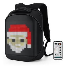 Gelrova LED Backpack with App Control City Serise, 17 Inch Cool DIY Pixel Art Animation Fashion Programming Laptop Backpack, Unique Gift for Men or Women - Color: Black