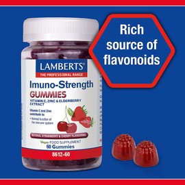 Lamberts Imuno-Strength 60 Vegan Gummies – with Vitamin C, Zinc & Elderberry – Sugar-Free Immune Support